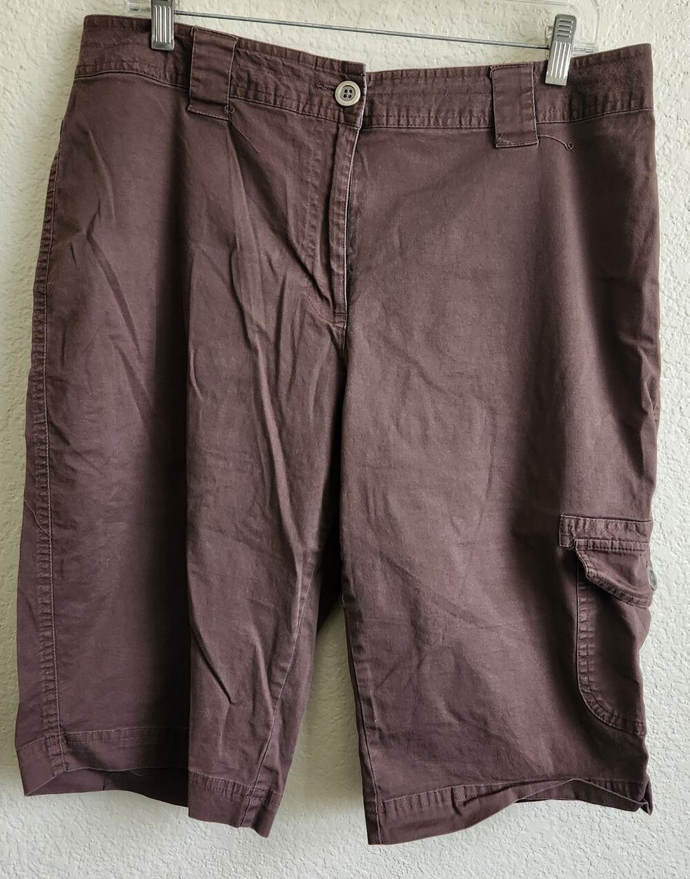 Hannah Brown Bermuda Shorts 12 Lightweight Stretch Soft Flat Front Side Pocket
